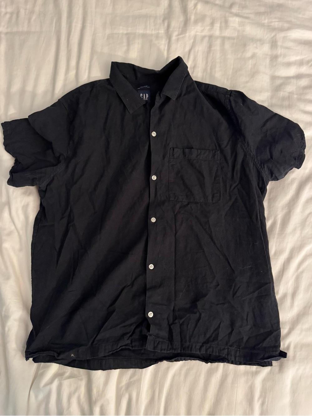 GAP Black XL Short-Sleeve linen/cotton Vacation Shirt